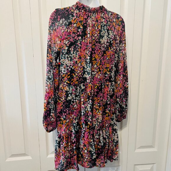 Vince Camuto-NWT-X Small-Vibrant Floral Puffed Long Sleeve-V Neck Mini Bl/Pk Mix - Picture 11 of 16
